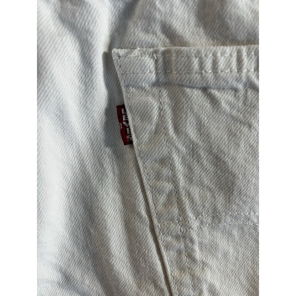 Levis Jeans Men 38x30 White Prem 501 90s Big E Button Fly Straight Denim Casual - Picture 7 of 14